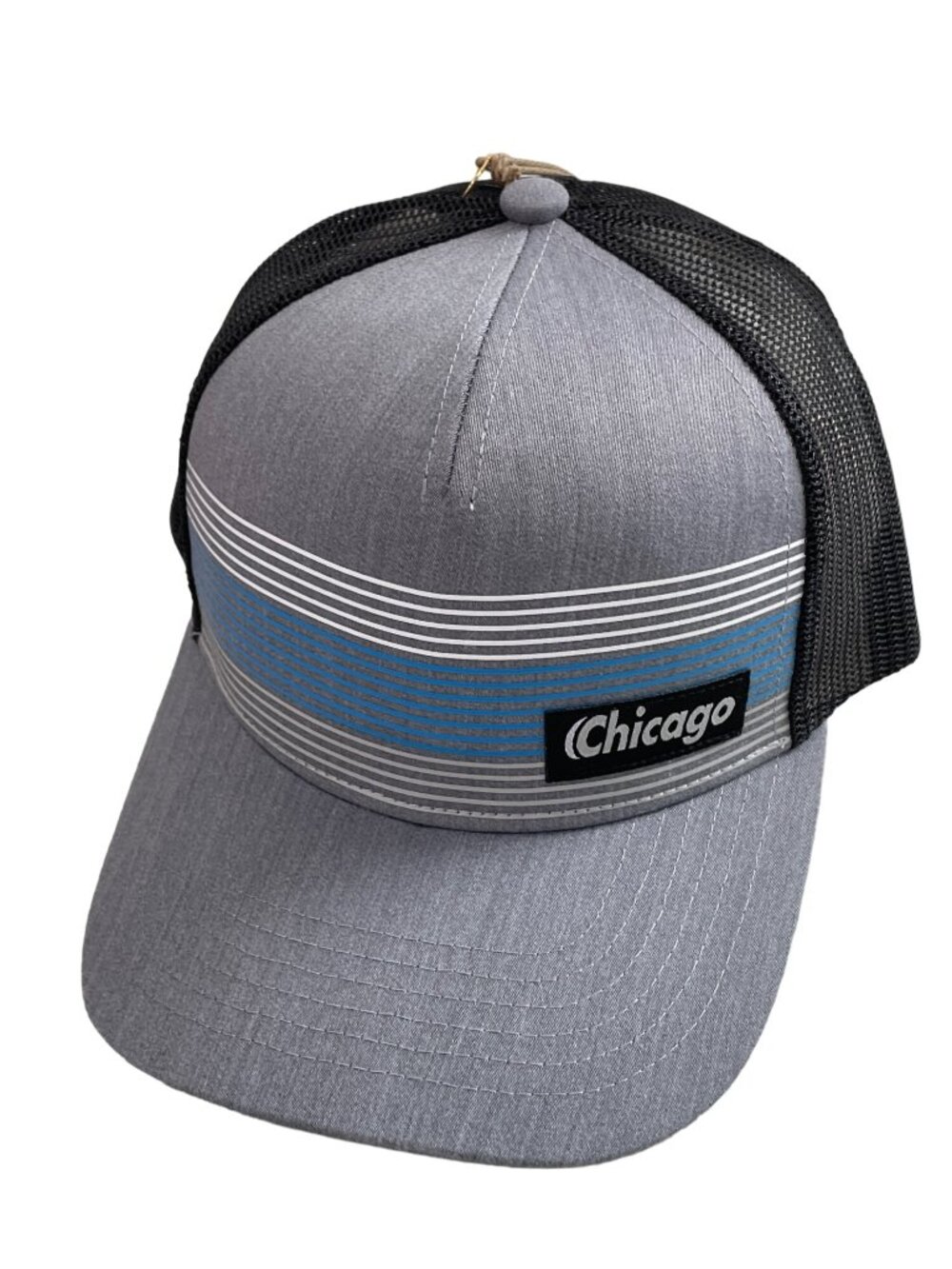Good Land Supply Co. Trucker Hat One Size Chicago Stripe Mesh Snapback Gray NEW